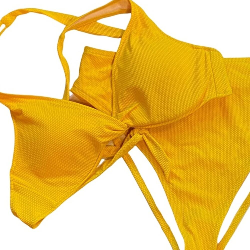 Shade & Shore Bikini Size Medium Textured Cheeky top & Bottom Sunflower M & 34B